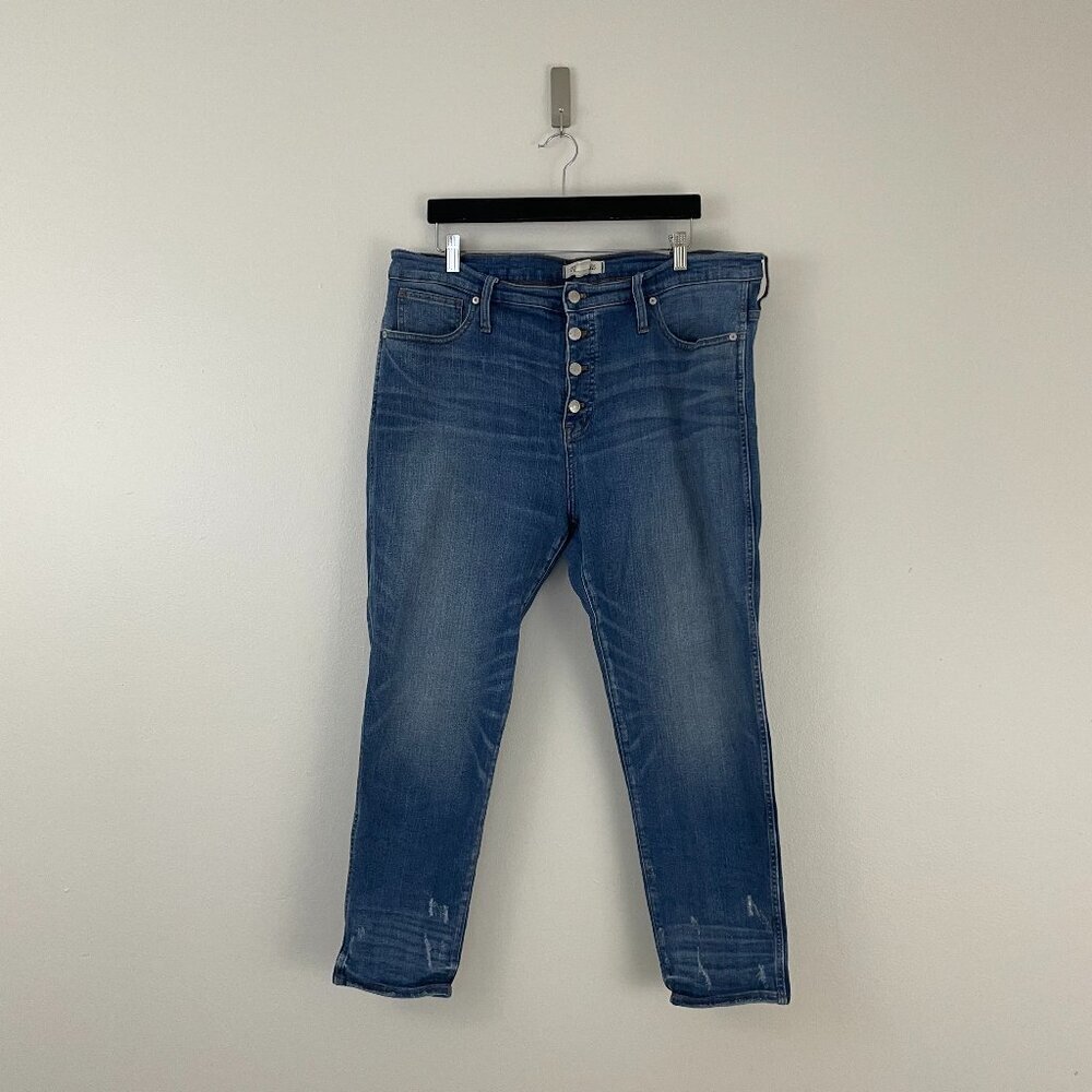 Madewell Slim Straight Jeans Distressed Button-Front Edition Wellmoor Size 34